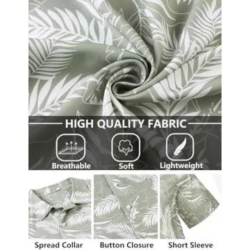 COOFANDY Men's Short Sleeve Button Up Shirts Wrinkle Free Hawaiian Shirts for Men