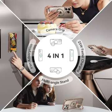 CASEKOO Desert Titanium for iPhone 16 Pro Case with 360° Spin Magnetic Stand [Compatible with Magsafe][16FT Military Protection] Polished Clear for iPhone 16 Pro Case Ring Kickstand 6.3'', Rose Gold