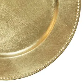 Gold Plastic Beaded Charger Plates - 12 pcs 13 Inch Round Wedding Party Decroation Metallic Charger Plates (Gold, 12)