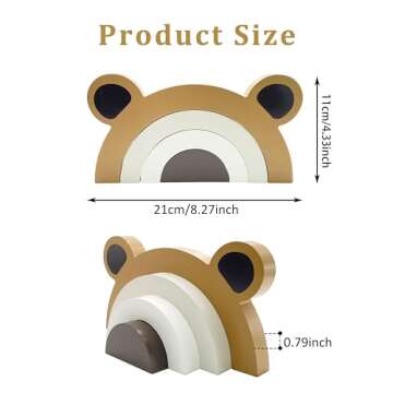 Ajqiomh Wooden Bear Rainbow Decoration Wooden Bear Rainbow Decor Kids Room Decor Woodland Nursery De...