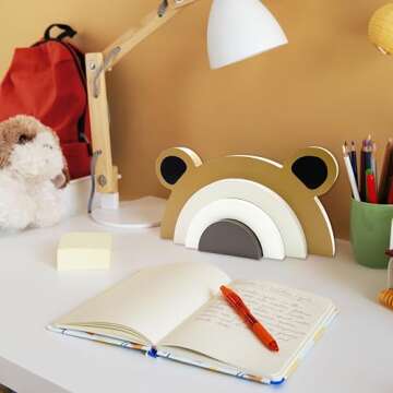 Ajqiomh Wooden Bear Rainbow Decoration for Kids Room