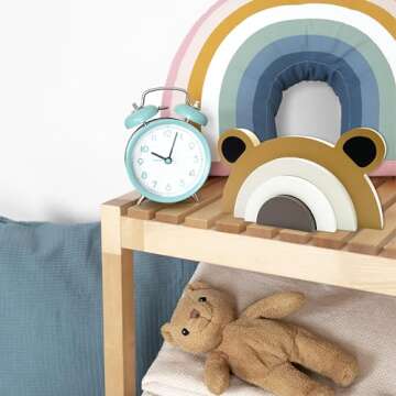 Ajqiomh Wooden Bear Rainbow Decoration for Kids Room