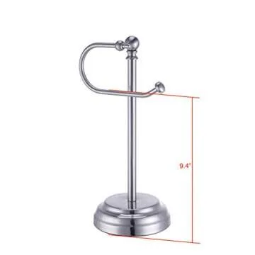 SunnyPoint Heavy Weight Classic Decorative Metal Fingertip Towel Holder Stand for Bathroom, Kitchen, Vanity and Countertops. (Brush Chrome, 13.5" x 5.5" x 5.5" INCH)