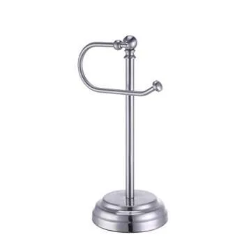SunnyPoint Heavy Weight Classic Decorative Metal Fingertip Towel Holder Stand for Bathroom, Kitchen, Vanity and Countertops. (Brush Chrome, 13.5" x 5.5" x 5.5" INCH)
