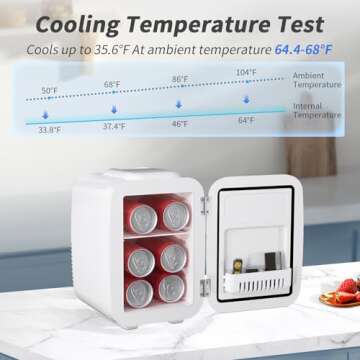 YASHE Mini Fridge, 4 Liter/6 Cans Small Refrigerator for Skincare, 110V AC/ 12V DC Thermoelectric Cooler and Warmer for Drink Office Dorm Bedroom Car, White