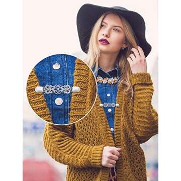 Jetec 3 Pcs Vintage Shirt Dress Clips Back Cinch Sweater Shawl Clips Cardigan Brooches Decor 3 Style...