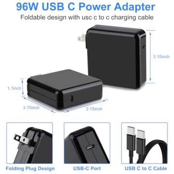 96W USB C Laptop Charger for All USB Type C Devices
