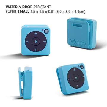Mighty Vibe Spotify and Amazon Music Player - Bluetooth & Wired Headphones - 1,000+ Song Storage - No Phone Needed - Blue