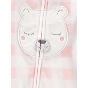 Simple Joys by Carter's Baby Girls' 3-Pack Loose Fit Flame Resistant Fleece Footed Pajamas, Off-Whit...