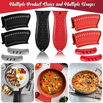 Cast Iron Handle Cover, 10 Packs Silicone Pot Holders, Cast Iron Handle Covers Heat Resistant, Non-S...