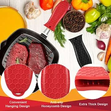 Cast Iron Handle Cover, 10 Packs Silicone Pot Holders, Cast Iron Handle Covers Heat Resistant, Non-Slip Pot Handle Covers, for Frying Cast Iron Skillet Metal Pan