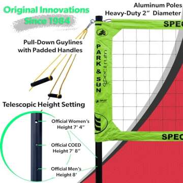 Park & Sun Sports Spectrum Classic Volleyball Net System - Portable, Adjustable, Anti-Sag