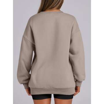 ANRABESS Womens Sweatshirts Oversized Fleece Crew Neck Pullover Hoodies Casual Comfy 2025 Fall Fashion Basic Sweatshirt Coffee grey Large