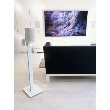 ynVISION.DESIGN Adjustable Floor Stand Compatible with SONOS Era 100 and Era 300 - White 2 Pack (Pair)