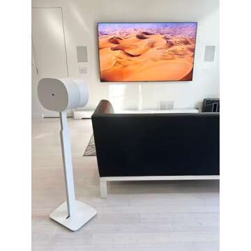 ynVISION.DESIGN Adjustable Floor Stand Compatible with SONOS Era 100 and Era 300 - White 2 Pack (Pair)