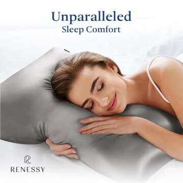 RENESSY Premium Silk Pillowcase 100% Organic Mulberry Silk, 22 Momme, Grade 6A - Oeko-Tex Certified in Germany - Luxury for Hair & Skin, 1 Piece (Standard Size 20x26 Inches, Graphite Grey)