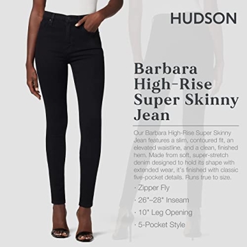 Hudson Jeans Women's Barbara High Rise Super Skinny Jean, Black, 25