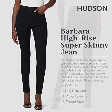 Hudson Jeans Women's Barbara High Rise Super Skinny Jean, Black, 25