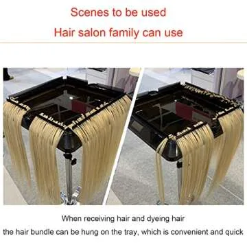 Rolling Salon Tray Cart Height Adjustable, Rolling Aluminum Tray Cart on Wheels for Hair Stylist, Hair Salon Wig Holder Removable Hair Extension Tool Tray