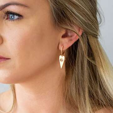 GDCOIN Dangle Earrings for Women Gold Huggie Hoop Heart Oval Open Evil Eye Drop Turquoise Diamond Cubic Zirconia 14K Gold Plated Delicate Small Simple Hypoallergenic Ear Jewelry Gift