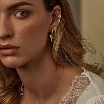 GDCOIN Dangle Earrings for Women Gold Huggie Hoop Heart Oval Open Evil Eye Drop Turquoise Diamond Cubic Zirconia 14K Gold Plated Delicate Small Simple Hypoallergenic Ear Jewelry Gift