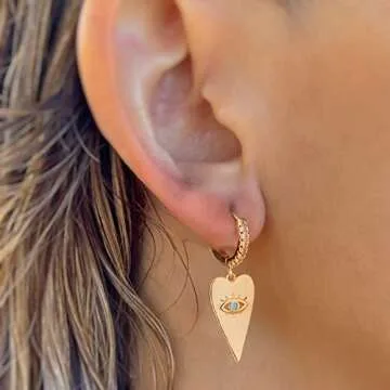 GDCOIN Gold Dangle Earrings 14K Evil Eye Design for Women