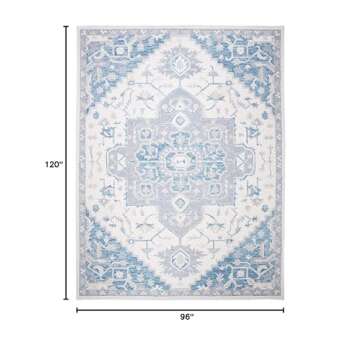Safavieh Micro-Loop Collection Area Rug - 8' x 10', Ivory & Navy, Handmade Shabby Chic Medallion Woo...