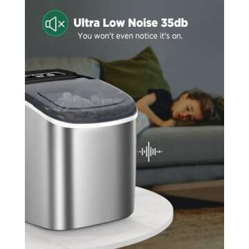 Ice Maker Countertop, Portable Ice Machine Ready in 6 Minutes with 9 Cubes 26LBS in 24H, Self-Cleaning with Ice Scoop and Basket, Two Sizes of Bullet Ice for Home Kitchen Office, Bar and Parties