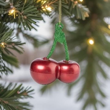 Charming Glass Red Cherry Ornament - Unique Holiday Decor