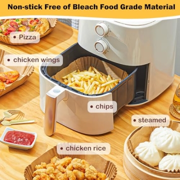 375Pcs Air Fryer Paper Liners, 8" Square Air Fryer Liners Disposable, Heavy-Duty Parchment Paper for...