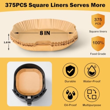 375Pcs Eco-Friendly Air Fryer Paper Liners for Easy Cooking