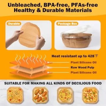 375Pcs Eco-Friendly Air Fryer Paper Liners for Easy Cooking