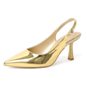 Jztacn Women's Slingback Pointed Closed Toe Heels 3.35 inches Kitten Stiletto Heel Pumps Wedding Par...