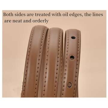 Larsweryar Women’s Belts，Skinny Elegantes Fashion Slim Leather Belt With Gold Buckle，Applicabl...