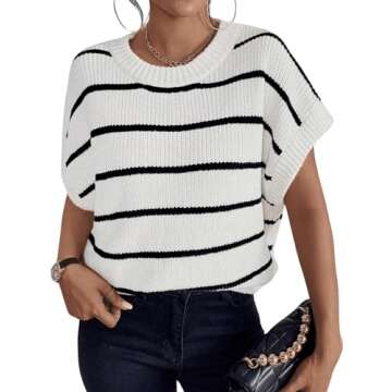 GORGLITTER Women's Striped Sweater Vest - Stylish Comfort