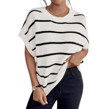 GORGLITTER Women's Striped Sweater Vest - Stylish Comfort
