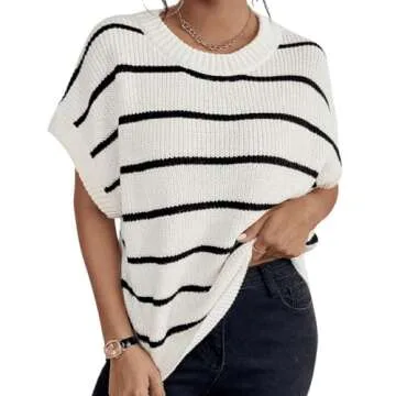 GORGLITTER Women's Striped Sweater Vest - Stylish Comfort