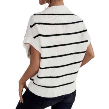 GORGLITTER Women's Striped Sweater Vest - Stylish Comfort