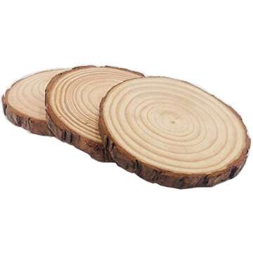 Unfinished Natural Tree Bark Wood Slices - Rustic Craft Kit for Decor