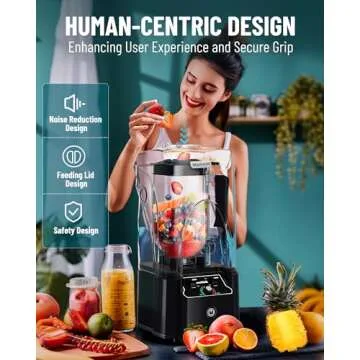 WantJoin Professional Commercial Blender - Quiet, Powerful, Self-Cleaning