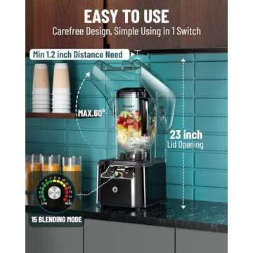 WantJoin Professional Commercial Blender - Quiet, Powerful, Self-Cleaning
