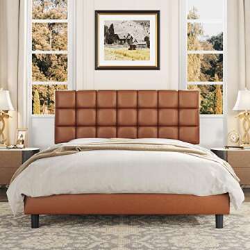 Yaheetech Bed Frame Queen Size with Adjustable Headboard