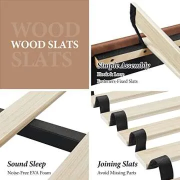 Yaheetech Bed Frame Queen Size with Adjustable Headboard