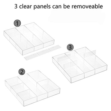 HIIMIEI Acrylic Drawer Organizer 6 Section Clear Makeup Tray