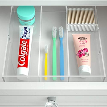 HIIMIEI Acrylic Drawer Organizer 6 Section Clear Makeup Tray