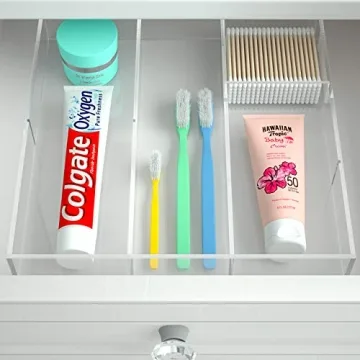 HIIMIEI Acrylic Drawer Organizer 6 Section Clear Makeup Tray