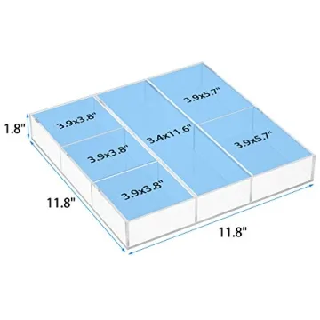 HIIMIEI Acrylic Drawer Organizer 6 Section Clear Makeup Tray