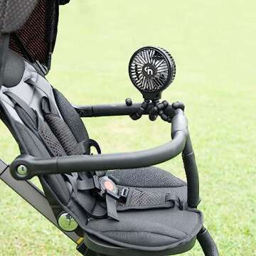 Portable WiHoo 5200mAh Stroller Fan with LED Lights