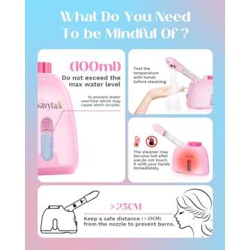 Wavytalk Facial Steamer,Warm Mist Face Steamer with 360° Rotatable Sprayer Nozzle for Deep Cleaning Unclogs Pores,Portable Face Humidifier Skin Care for Home Facial SPA Sauna Salon