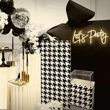 ATOLS Let's Party Neon Sign Battery or USB Powered, Happy Birthday Led Sign, Lets Party Light Up Sign for Wall Decor, Bachelorette Party, Engagement, Wedding, 16x7Inch,Warm White